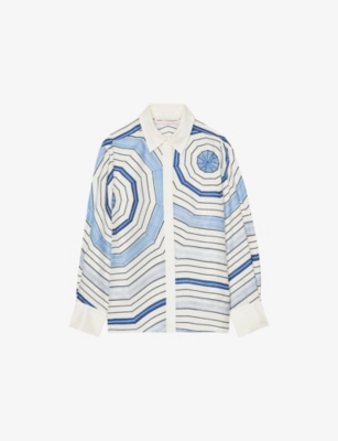 SANDRO: Spiral-Motif Long-Sleeve Silk Shirt