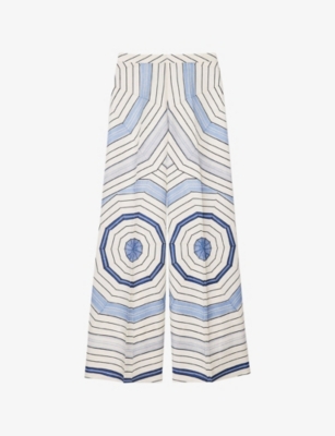 SANDRO: Spiral-Pattern Wide-Leg Woven Trousers
