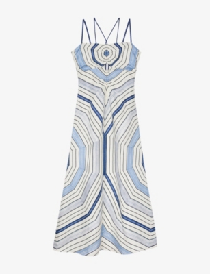 SANDRO: Spiral-Motif Sleeveless Woven Maxi Dress