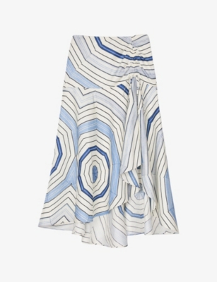 SANDRO: Spiral-Motif Asymmetric Woven Maxi Skirt