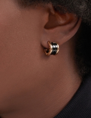 Bvlgari Womens  B.zero1 18ct Rose-gold And Black-ceramic Earrings In Rose Gold