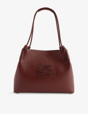 ETRO: Libra embroidered-logo leather small tote bag