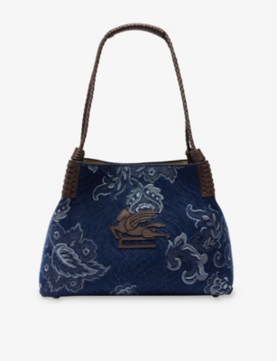 Shop Etro Womens Denim Blue Scuro Libra Denim Shoulder Bag