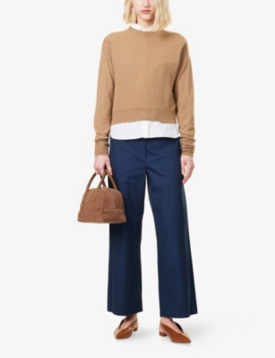 S MAX MARA: Argento Straight-Leg Cotton Trousers
