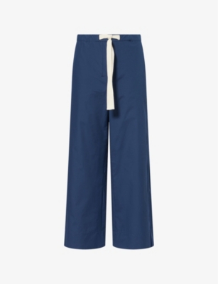 S MAX MARA: Argento Straight-Leg Cotton Trousers