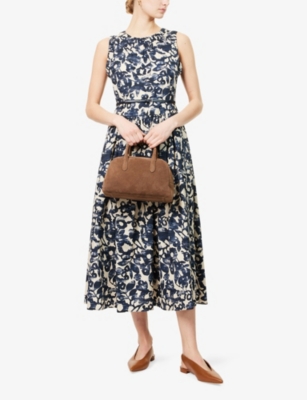 Shop 's Max Mara Womens Ecru Marlena Sleeveless Cotton-poplin Midi Dress