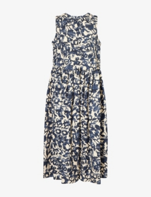 Shop 's Max Mara Womens Ecru Marlena Sleeveless Cotton-poplin Midi Dress