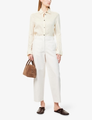 S MAX MARA: Jack Tapered-Leg Mid-Rise Cotton-Canvas Trousers