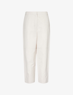S MAX MARA: Jack Tapered-Leg Mid-Rise Cotton-Canvas Trousers