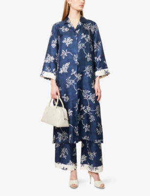 S MAX MARA: Timeo Flora-Print Silk Kaftan Dress