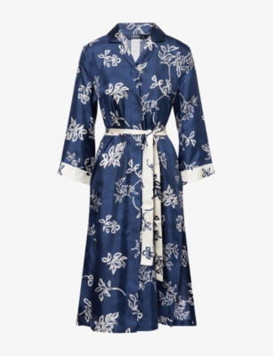 S MAX MARA: Timeo Flora-Print Silk Kaftan Dress