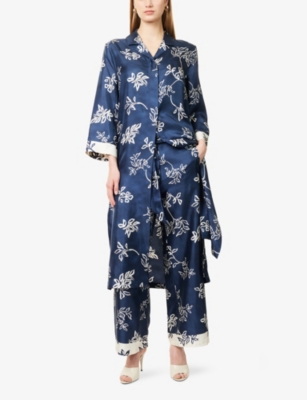 S MAX MARA: Cinzia Floral-Print Wide-Leg Mid-Rise Satin Trousers