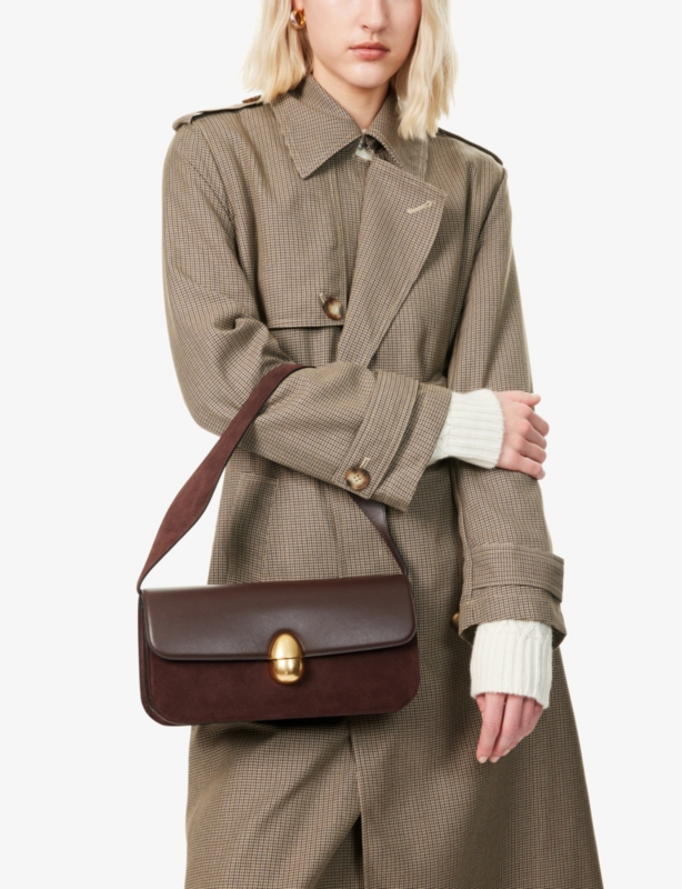 Phoenix Baguette Suede and Leather Shoulder Bag