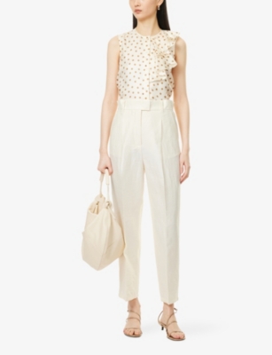 MAX MARA: Efedra Pleated Straight-Leg High-Rise Woven-Blend Trousers