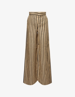 MAX MARA: Cestino Striped Linen-Blend Trousers