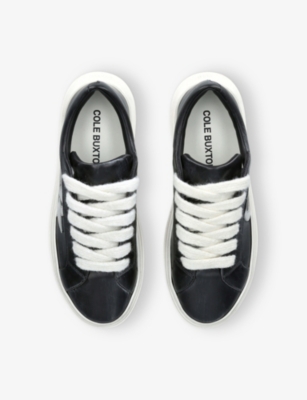 COLE BUXTON MENS BLACK THE CB STAR LEATHER LOW-TOP TRAINERS EUR 42 / 8 UK 