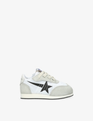 GOLDEN GOOSE: Kids' Running Marathon Suede and Woven Low-Top Trainers