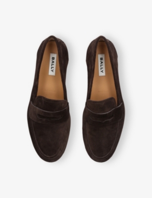 BALLY: Plume Penny-Strap Suede Loafers
