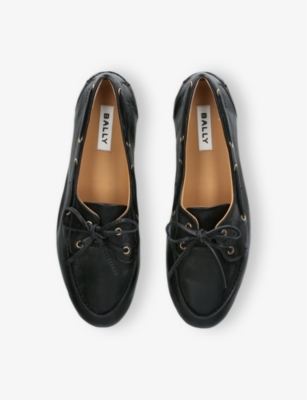 BALLY: Plume Leather Boat Shoes