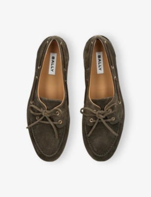 BALLY: Plume Suede Boat Shoes