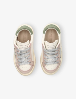 Golden Goose Silver Com Kids' May Star-appliqué Leather Low-top Trainers Eur 25 /7.5 Uk In Silver Com