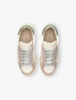 Golden Goose Silver Com Kids' May Leather Low-top Trainers Eur 38 / 5 Uk In Silver Com