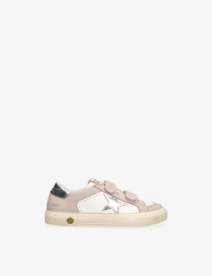 Golden Goose Pale Pink Kids' May Leather Low-top Trainers In Multi