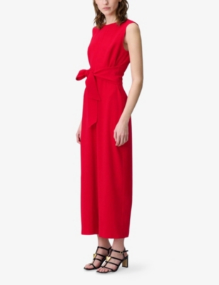 Claudie Pierlot Womens Bright Red Sleeveless Cropped Woven Jumpsuit