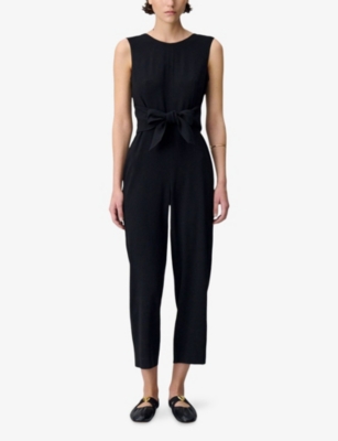 CLAUDIE PIERLOT: Sleeveless Cropped Woven Jumpsuit