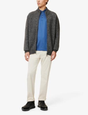 CORNELIANI: Knitted-Trim Short-Sleeve Cotton Polo Shirt
