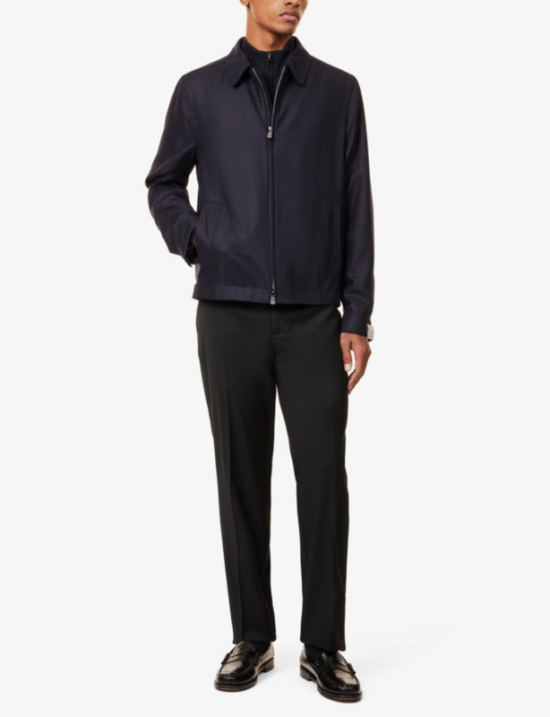 Spread-Collar Regular-Fit Silk Jacket