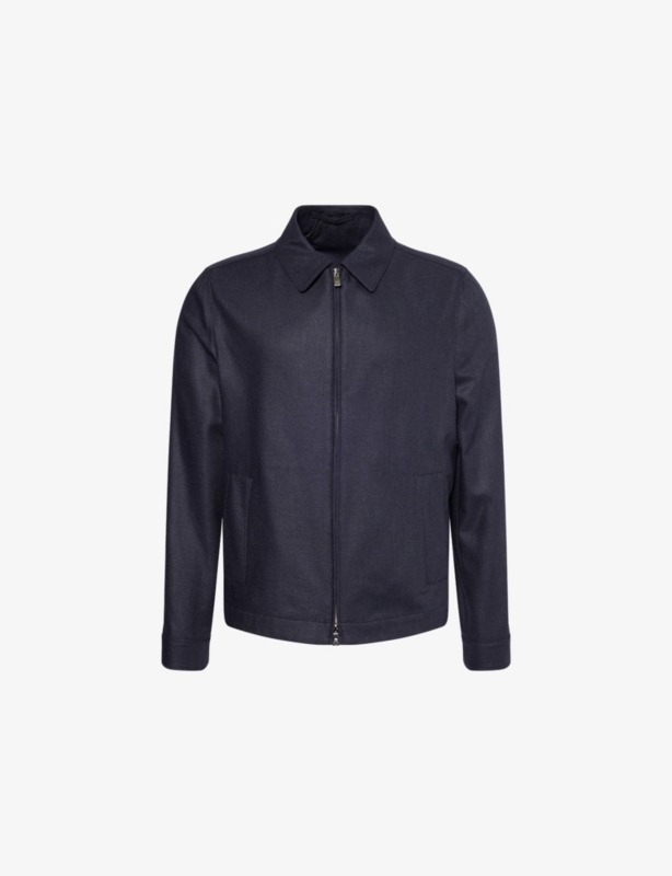 Spread-Collar Regular-Fit Silk Jacket