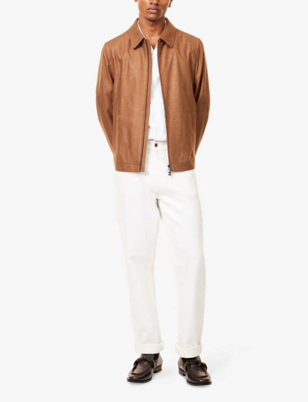 Spread-Collar Regular-Fit Silk Jacket