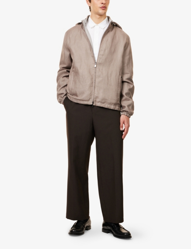 Hooded Linen Windbreaker Jacket