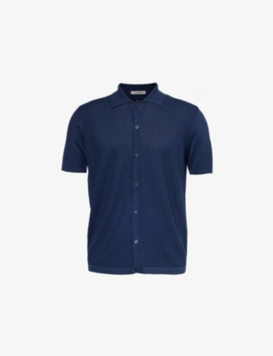 CORNELIANI: Short-Sleeve Knitted Cotton Polo Shirt