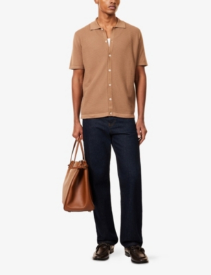 CORNELIANI: Short-Sleeve Knitted Cotton Polo Shirt