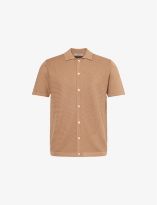 CORNELIANI: Short-Sleeve Knitted Cotton Polo Shirt