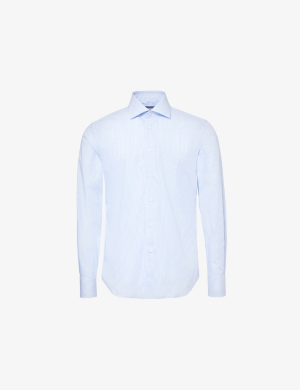 Pinstripe-Pattern Regular-Fit Cotton Shirt