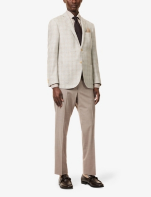CORNELIANI: Check Slim Single-Breasted Silk-Blend Blazer