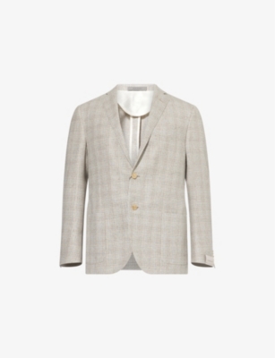 CORNELIANI: Check Slim Single-Breasted Silk-Blend Blazer