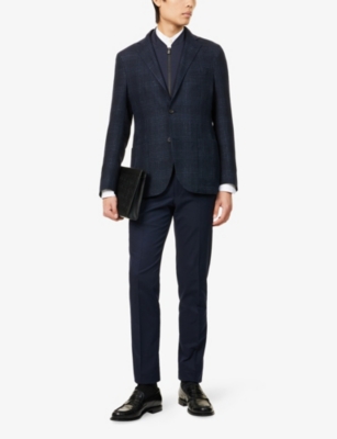 CORNELIANI: Check Hopsack Wool And Linen Sports Blazer