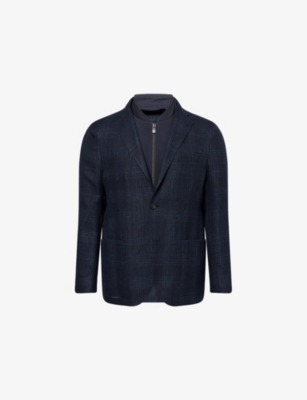 CORNELIANI: Check Hopsack Wool And Linen Sports Blazer