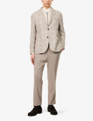CORNELIANI: Check Hopsack Wool And Linen Sports Blazer