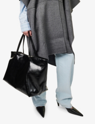 NOTHING WRITTEN: Large Leather Tote Bag