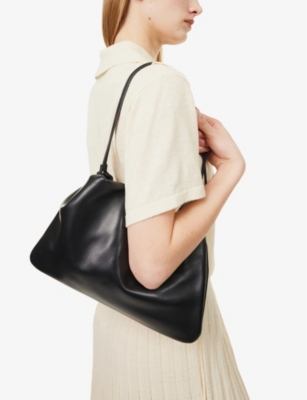 NOTHING WRITTEN MENS BLACK NELLA LARGE LEATHER BAG 