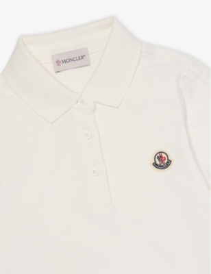 Moncler Natural Logo-embroidered Cotton Polo Shirt 8-14 In Natural