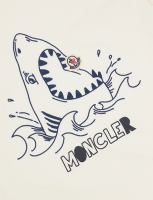 MONCLER: Shark-Print Crewneck Cotton-Jersey T-Shirt 4-14 Years