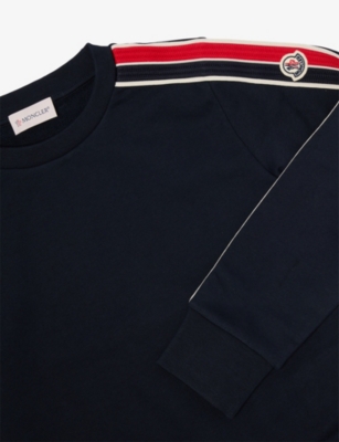 MONCLER: Tricolour-Trim Logo-Embroidered Cotton-Jersey Sweatshirt 4-14 Years
