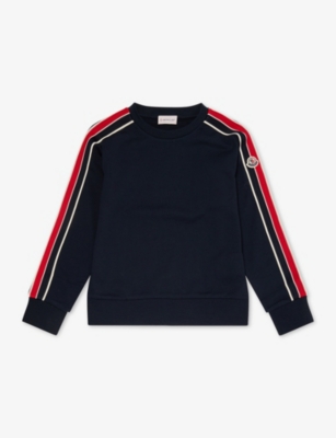 MONCLER: Tricolour-Trim Logo-Embroidered Cotton-Jersey Sweatshirt 4-14 Years