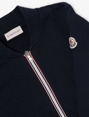 MONCLER: Logo-Embroidered Zip-Up Cotton Cardigan 4-14 Years